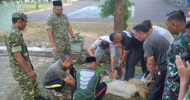 Wujud Kepedulian dan Ketakwaan, Kodim 0730/Gunungkidul Laksanakan Pemotongan Hewan Kurban di Makodim